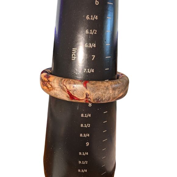 Vtg Natural Wood Colorful Browns Creams Grays & Burgundy Colored Bangle Bracelet - Picture 8 of 10